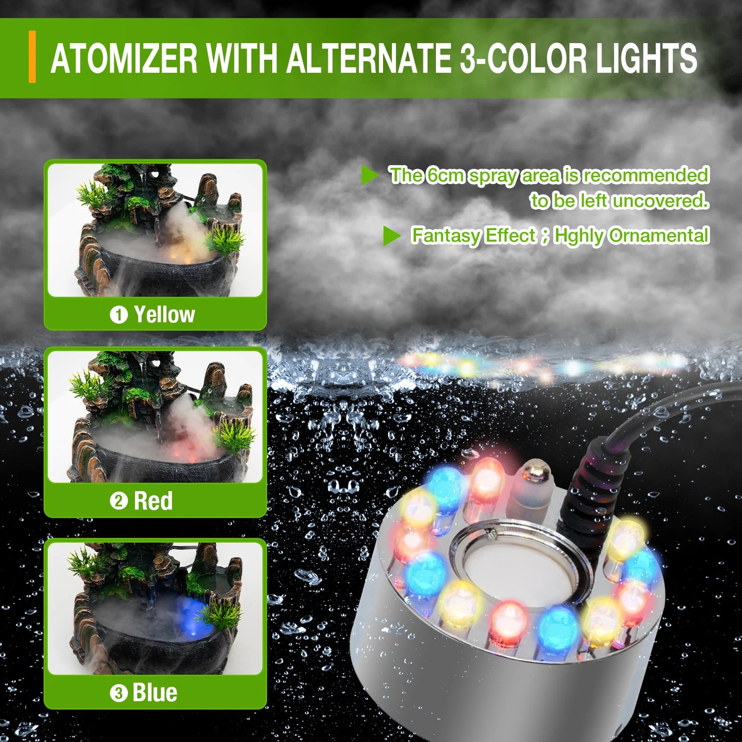 Indoor Tabletop Fountain With LED Lights And Atomizer