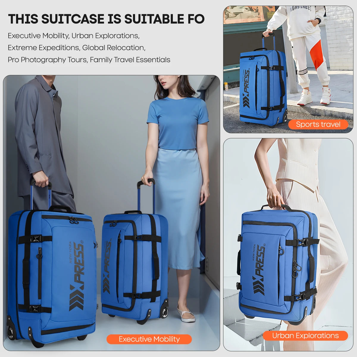 New York XPress Travel Luggage Rolling Duffel With Wheels