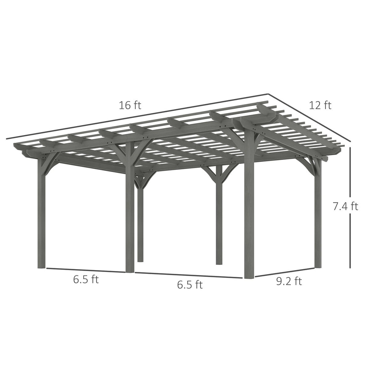 Wooden Outdoor Pergola With Durable Garden Patio Shade Frame