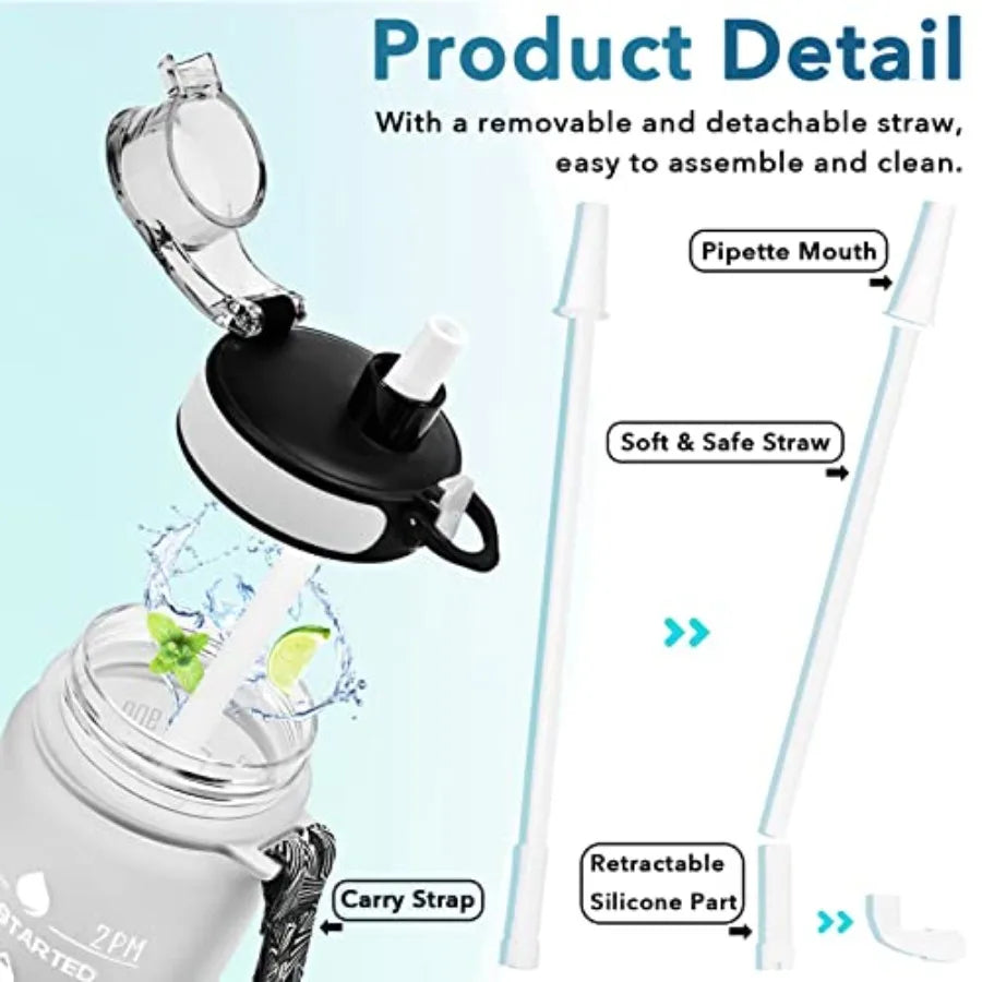 Leakproof BPA Free Motivational Water Bottle With Time Markings