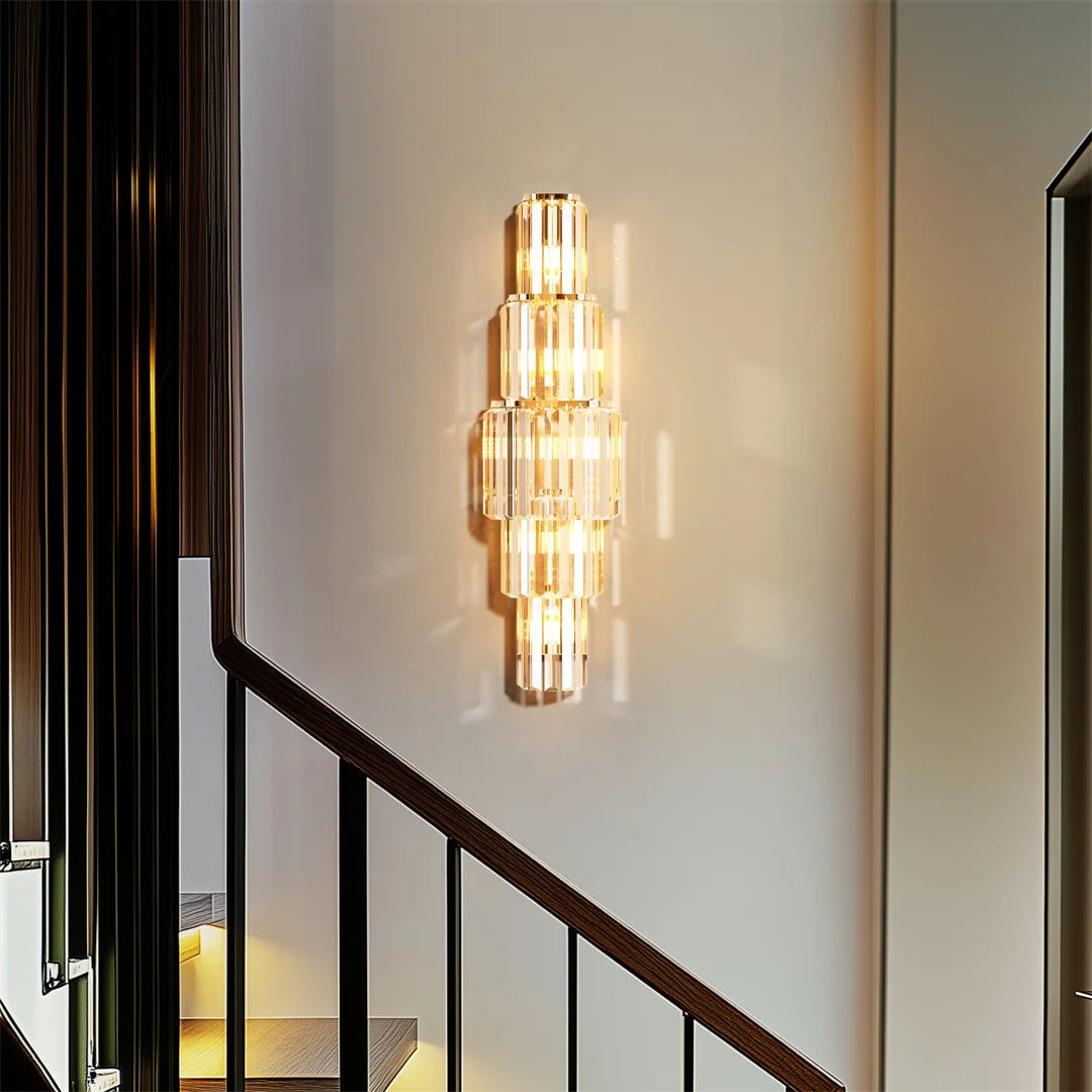LUVODI Modern Crystal Wall Lamp Three Layer Sconce E14 LED