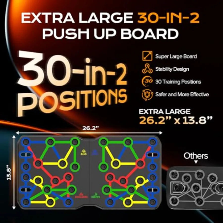 Extra Large Push Up Board 26.2" x 13.8", Portable 30-in-2 Workout Set for Push Up, Multi-functional Pushup Stands for Strength