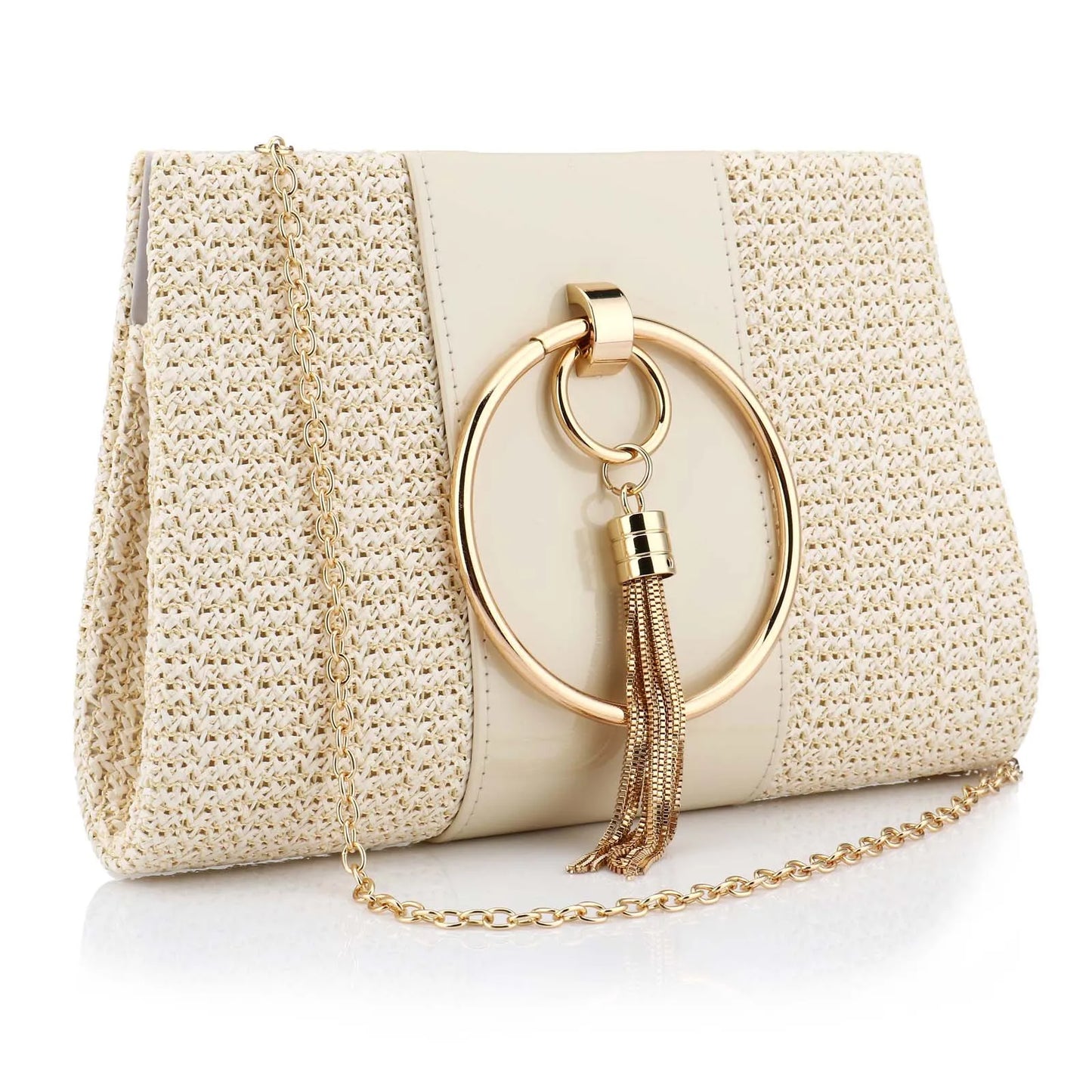 Bohemian Resort Woven Large Capacity Clutch Bags, Elegant Ladies Fashion Square Straw Evening Bag Totes Casual Handbag Purse