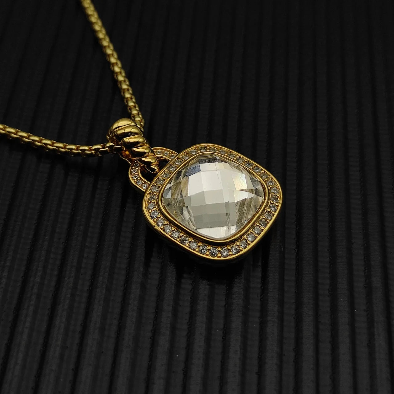 Zircon Square Diamond Cross Necklace Unisex Fine Jewelry
