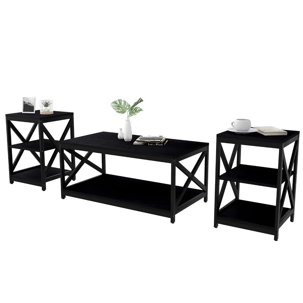 Industrial X Design 3 Piece Coffee Table Set For Living Room