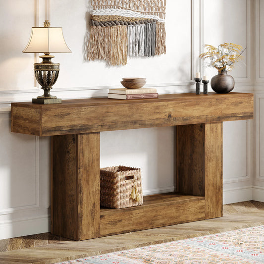Tribesigns Farmhouse Console Table With U-Shaped Base