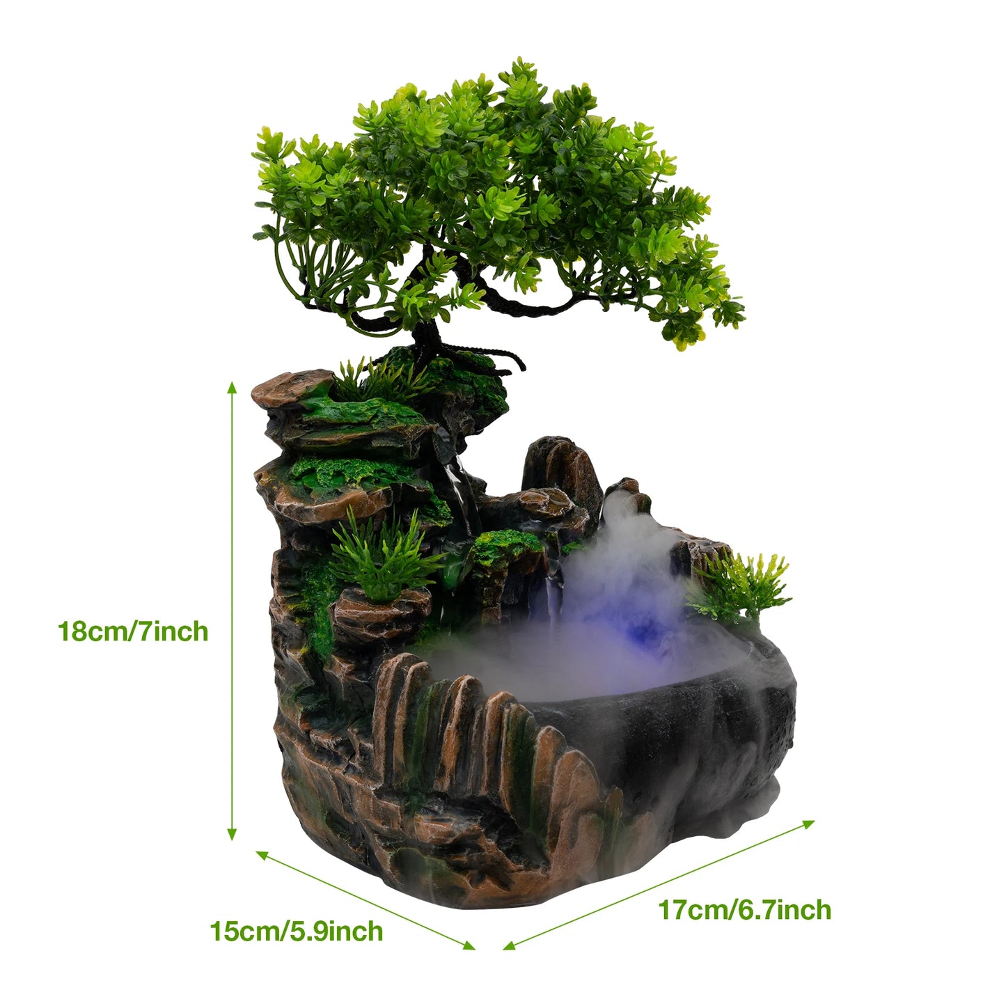 Indoor Tabletop Fountain With LED Lights And Atomizer