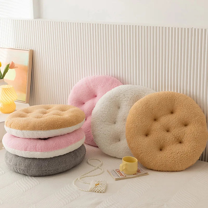 Lamb Velvet Round Chair Cushion Ultra Soft Plush Seat Pad