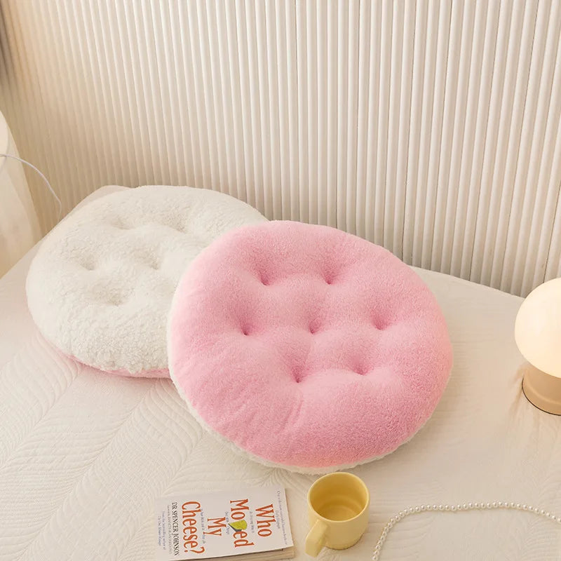 Lamb Velvet Round Chair Cushion Ultra Soft Plush Seat Pad