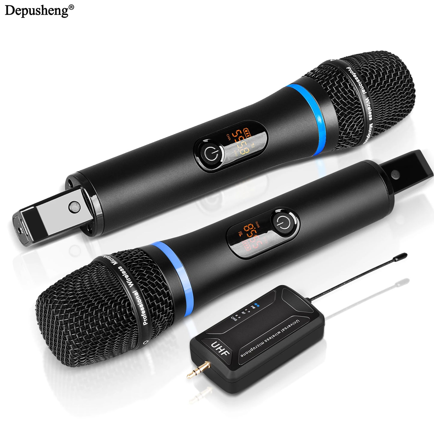 Wireless Microphone Depusheng UHF Metal Dynamic Handheld Karaoke Mic With Rechargeable Receiver For Karaoke Wedding