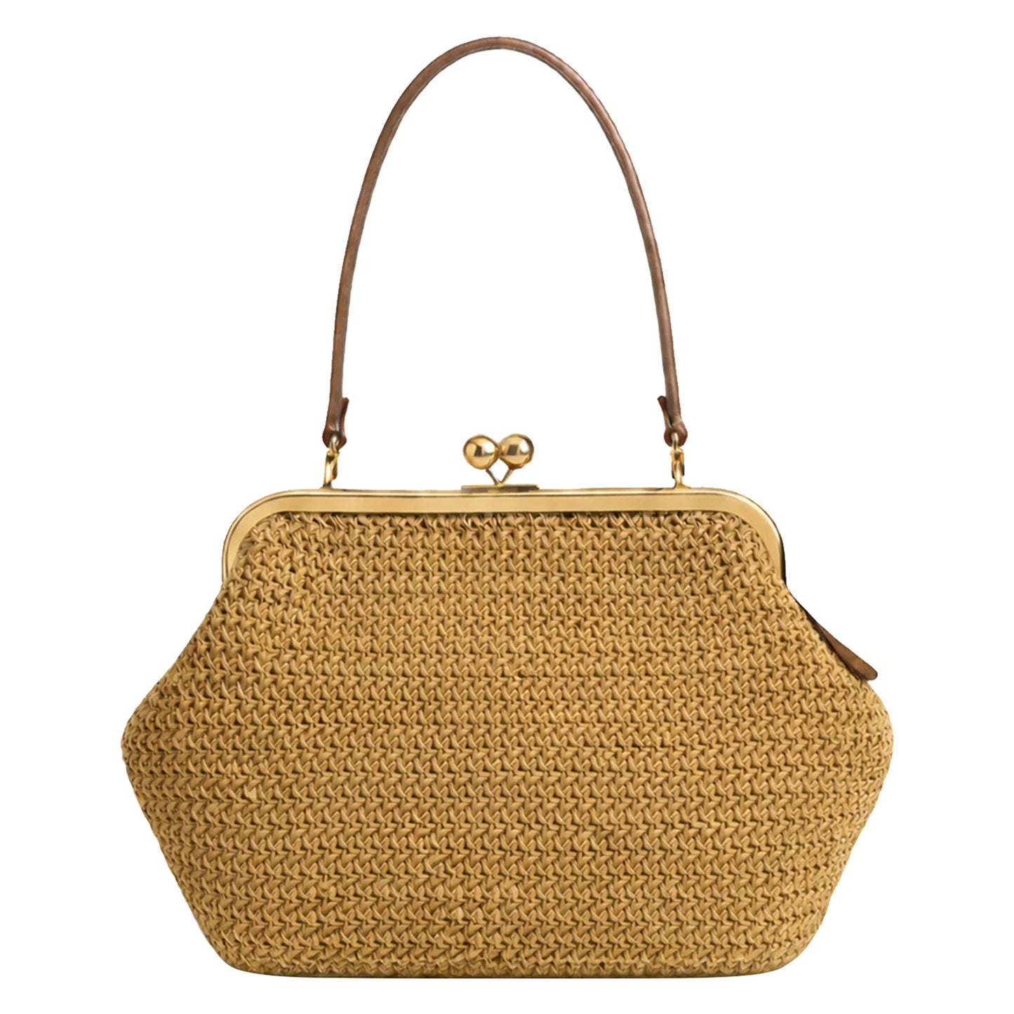 Women Straw Woven Bag Buckle Striped Tote For Summer Travel