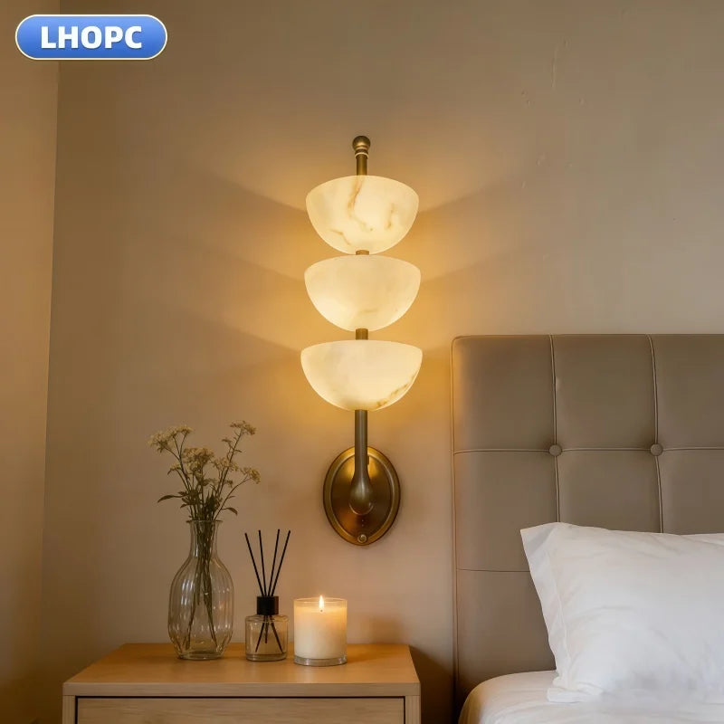 All-Copper Marble Wall Lamp Nordic Modern Luxury Living Room Bedside