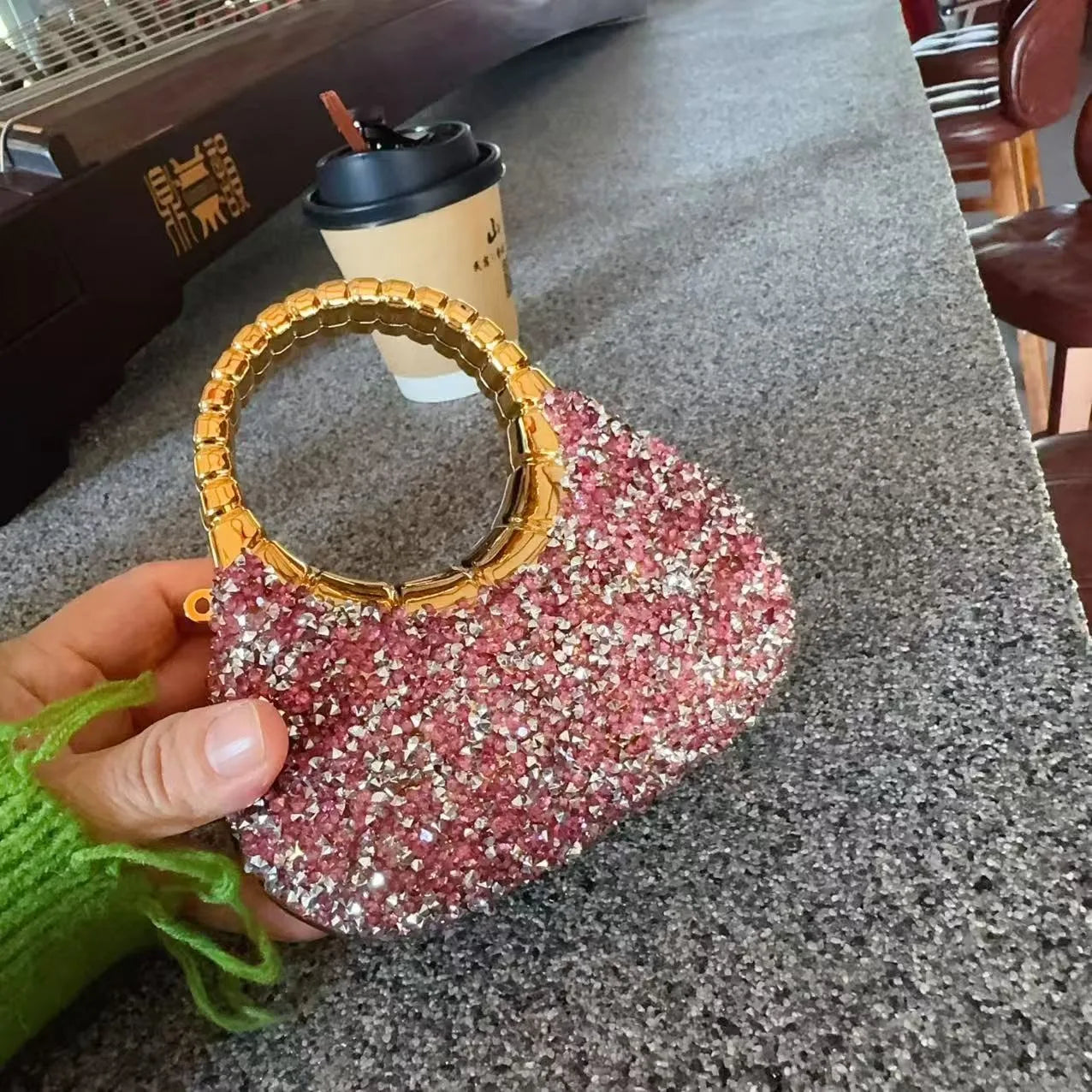 Evening Clutch Bag With Sequins And Diamond Accent