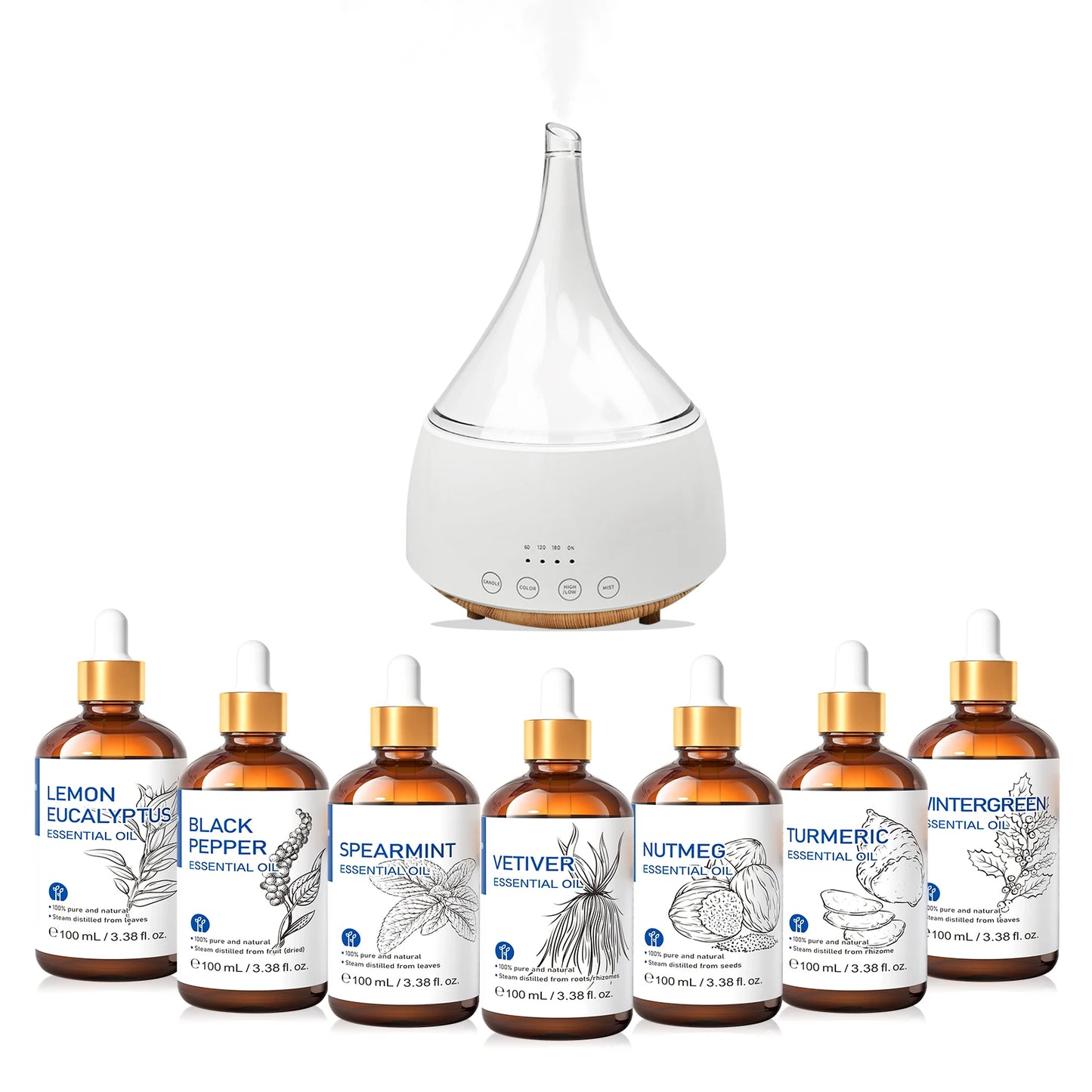HIQILI 100ml Essential Oil, Various Fragrances To Choose From, 100% Natural Aromatherapy, Diffuser, Humidifier, Candle