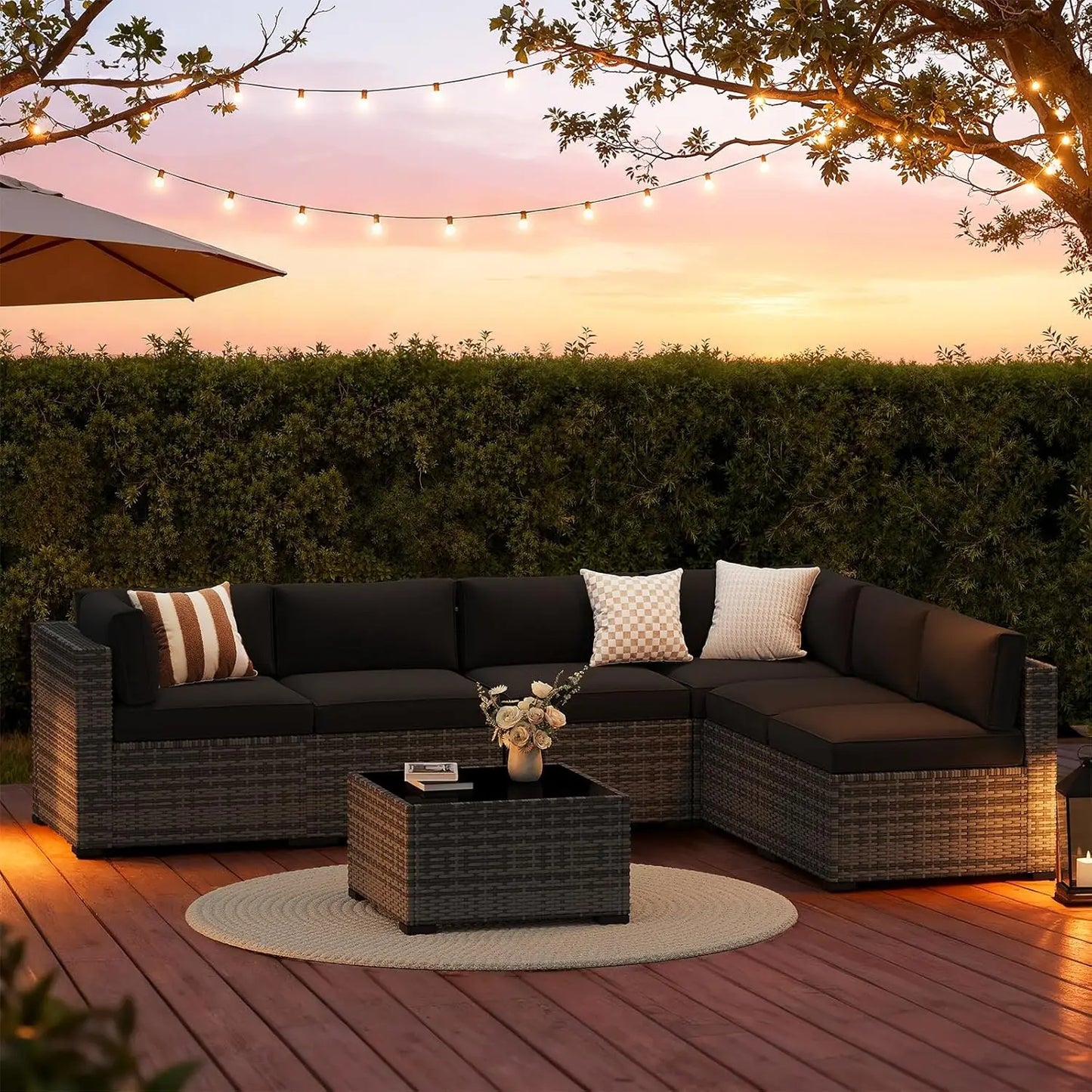 XIAOLANG Outdoor Patio Furniture Set Wicker Cushions Modern Design