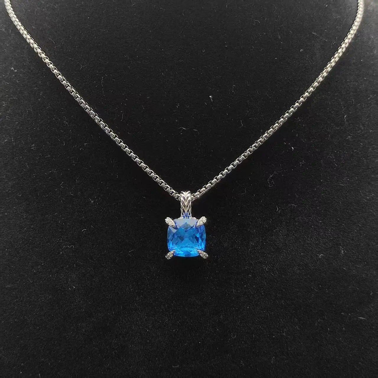 Zircon Square Diamond Cross Necklace Unisex Fine Jewelry
