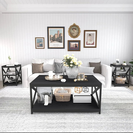 Industrial X Design 3 Piece Coffee Table Set For Living Room