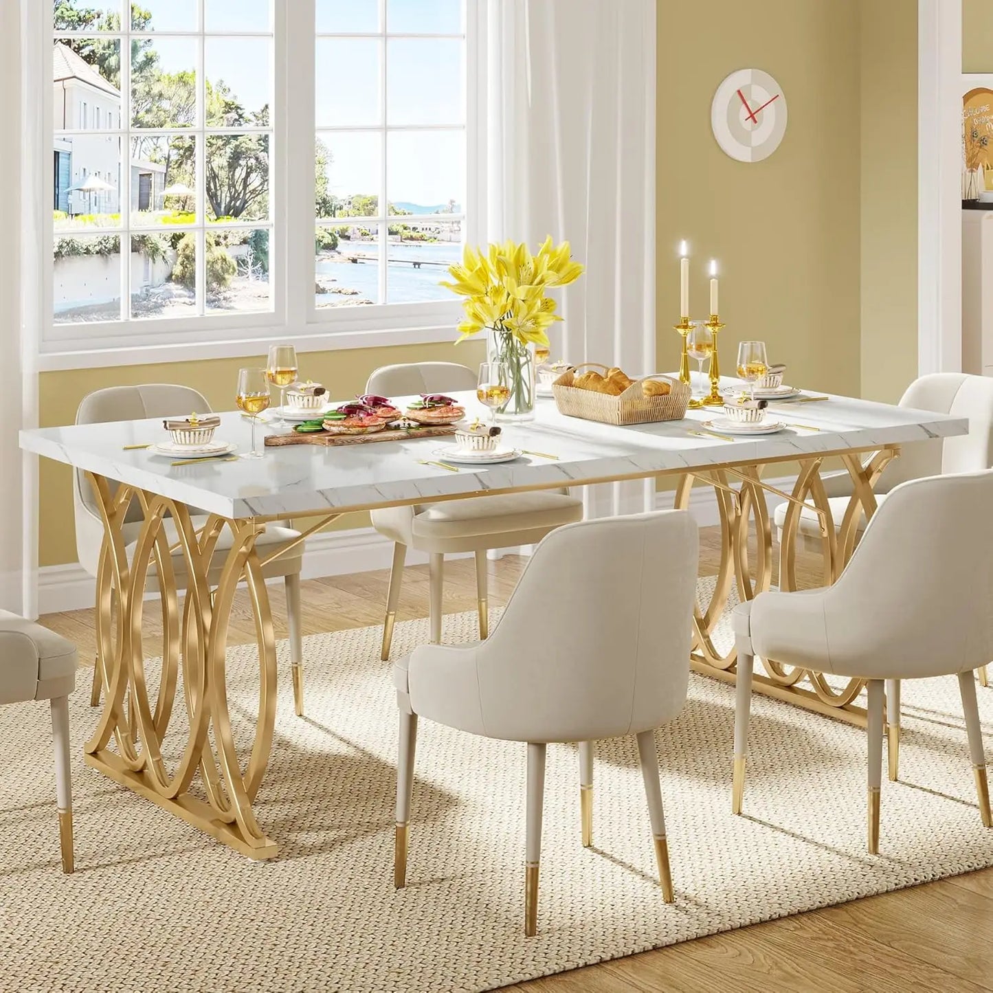 Little Tree Modern Faux Marble Dining Table For Kitchen