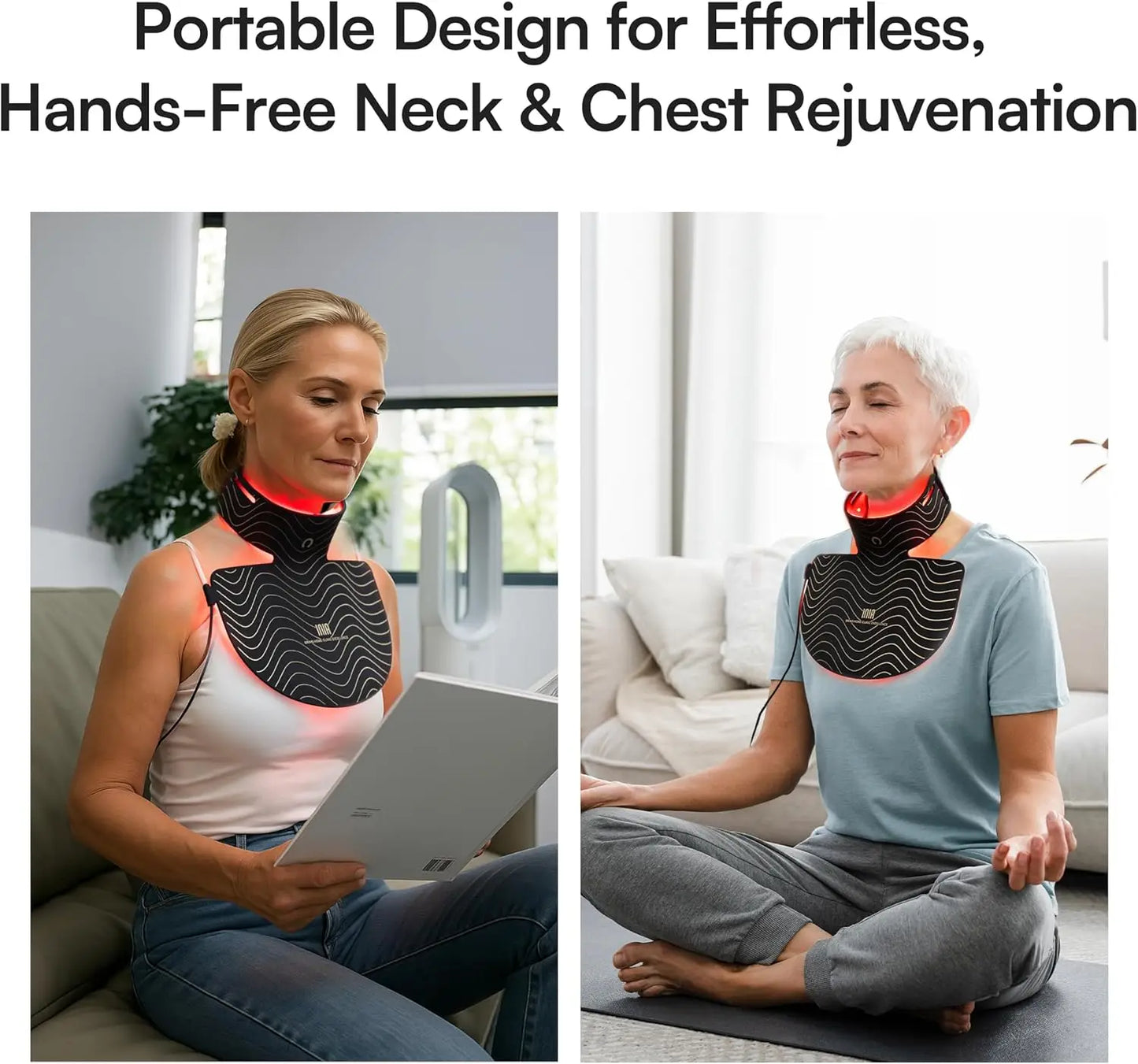 Red Light Therapy Mask for Neck & Décolleté – 850nm NIR + 3 Light Modes for Anti-Aging, Firming & Radiant Glow