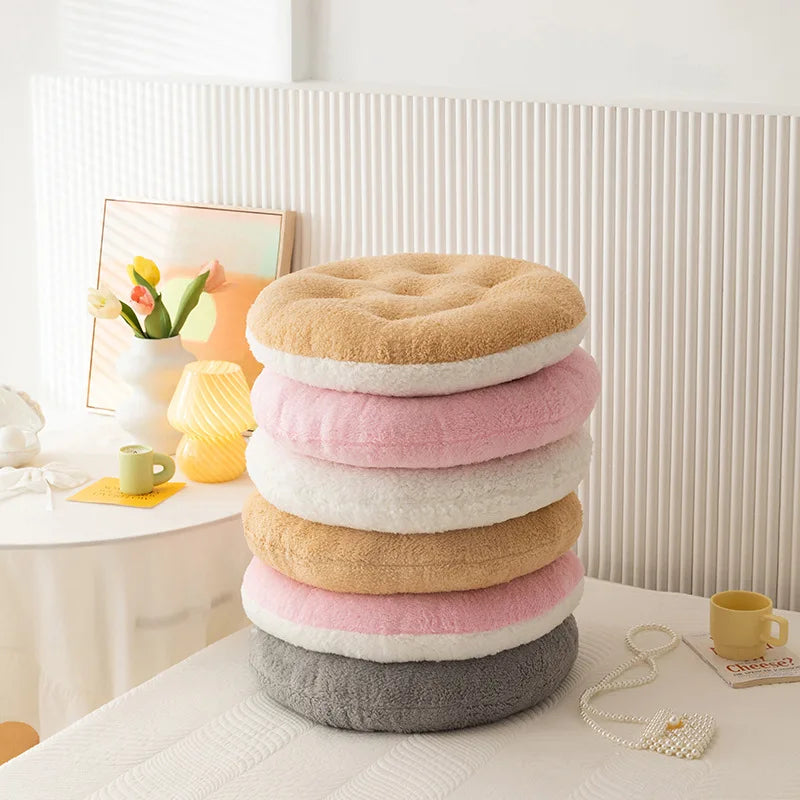 Lamb Velvet Round Chair Cushion Ultra Soft Plush Seat Pad