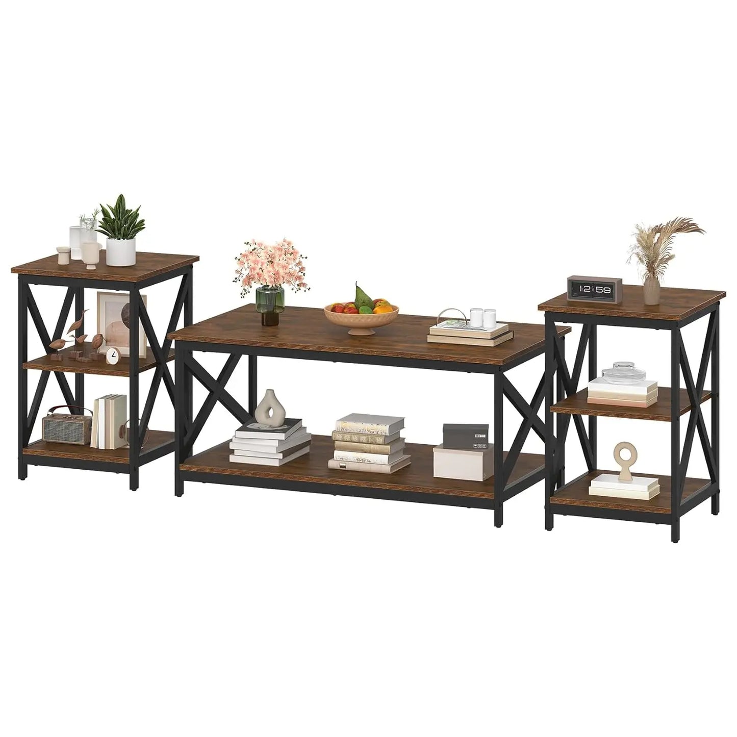 Industrial X Design 3 Piece Coffee Table Set For Living Room