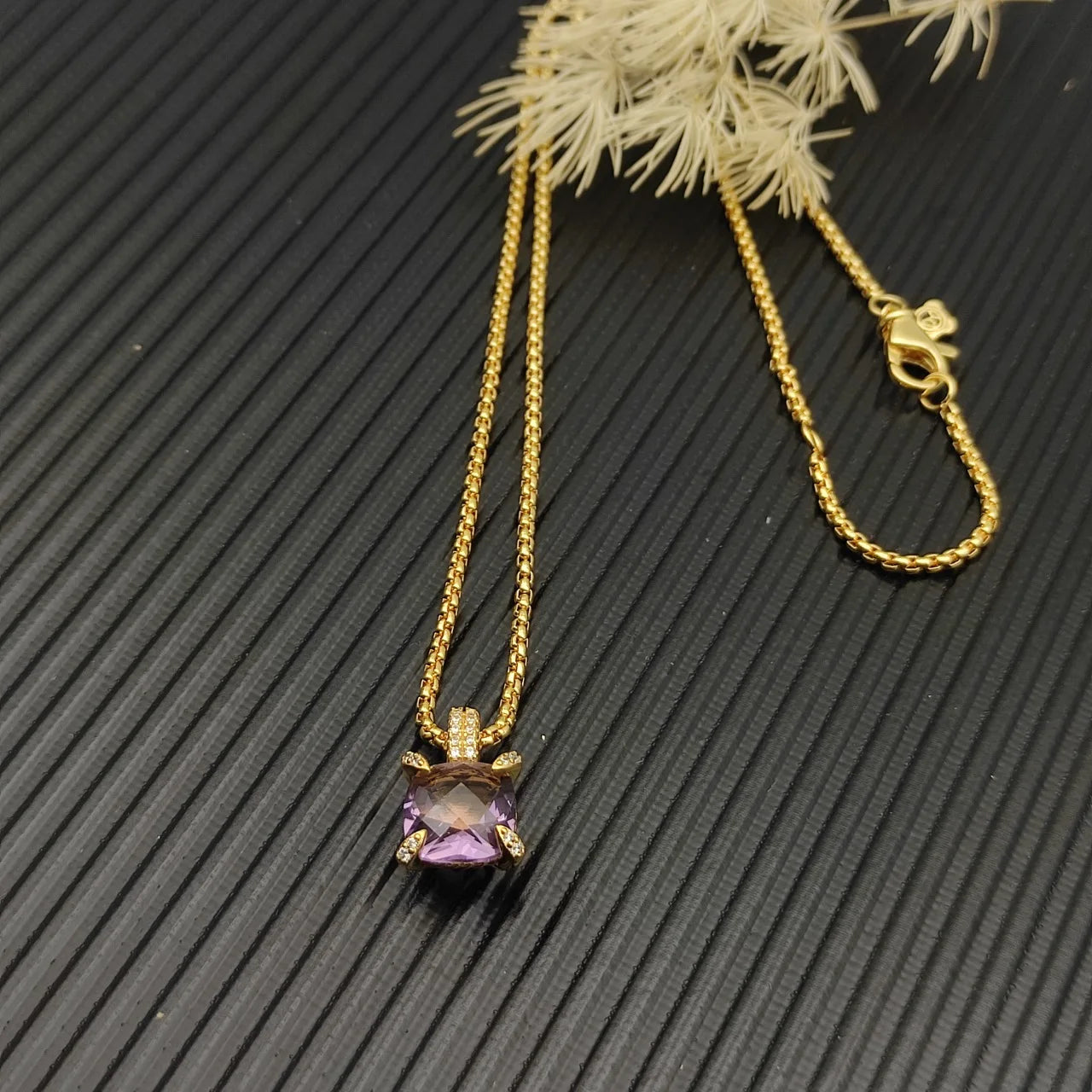 Zircon Square Diamond Cross Necklace Unisex Fine Jewelry