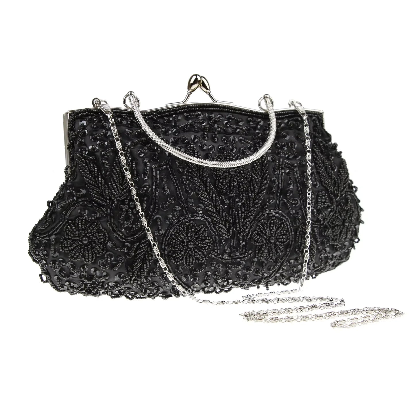 Women's Retro Small Totes Evening Bags Beaded Embroidered Ladies Clutch Purse Shoulder Chain Wedding Party Handbags Bags Purses