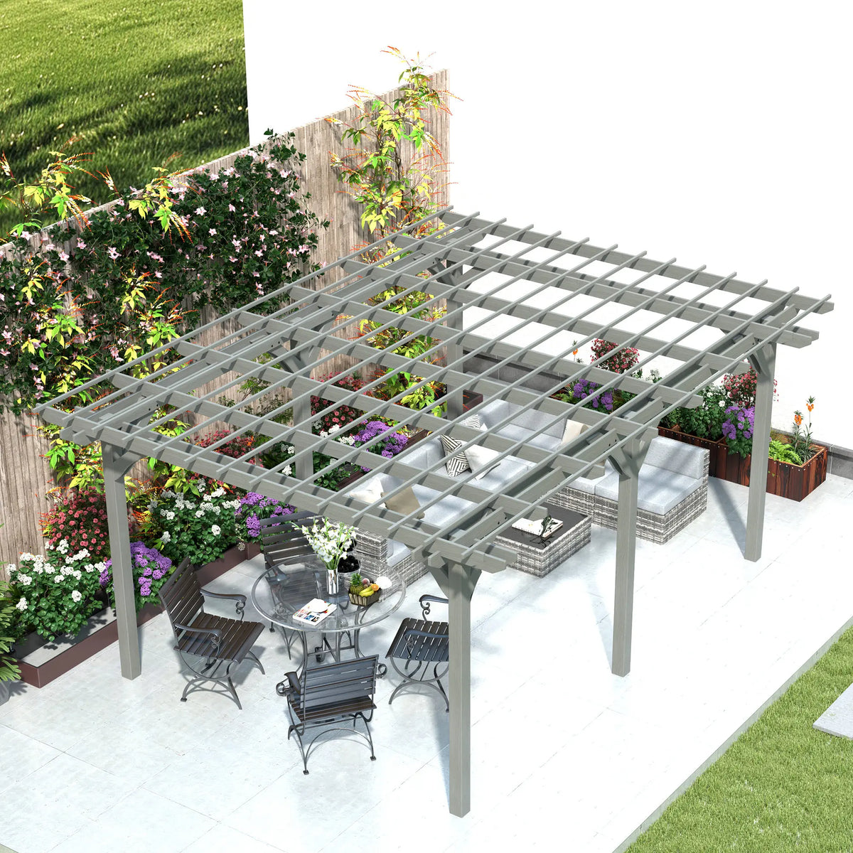 Wooden Outdoor Pergola With Durable Garden Patio Shade Frame