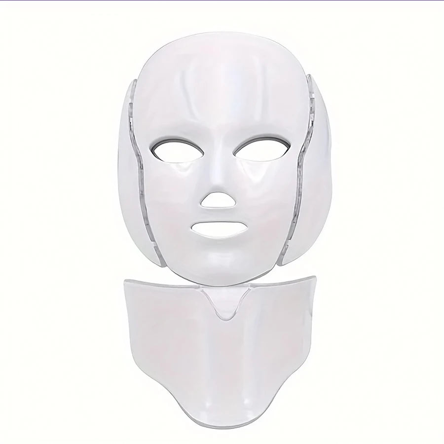 Home-Use LED Face Mask 7-Color Light Beauty Device, USB Rechargeable, Suitable for Facial Use - Facial Skincare Tool
