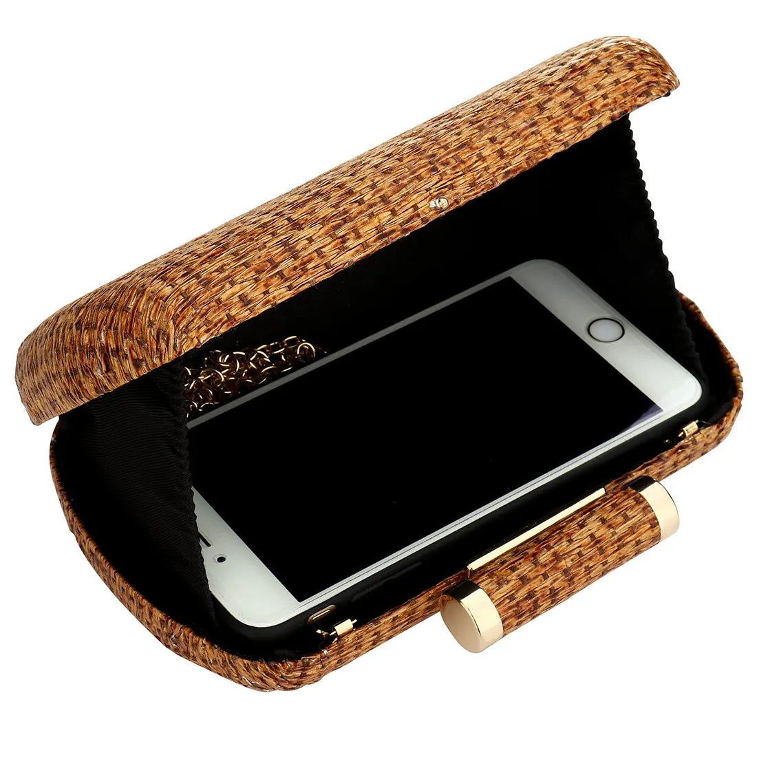 Straw Weave Woven Shoulder Bag For Women Beach Holiday Casual Handbag Ladies Wedding Party Banquet Evening Bags Chain Purse Case