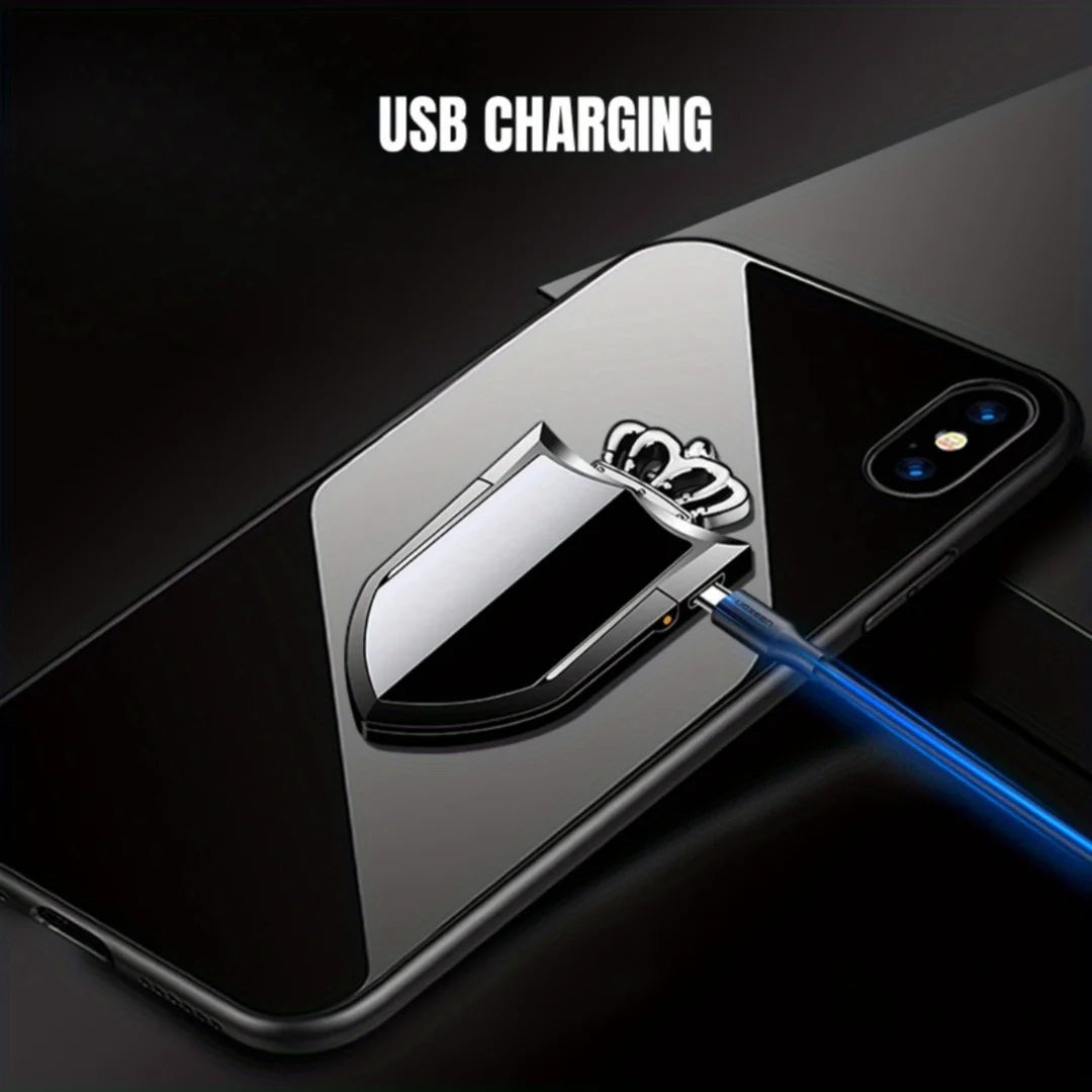 Creative Crown shaped Electronic Lighter with Phone Stand USB Fast Charging Multi functional Tungsten Wire Windproof Lighter