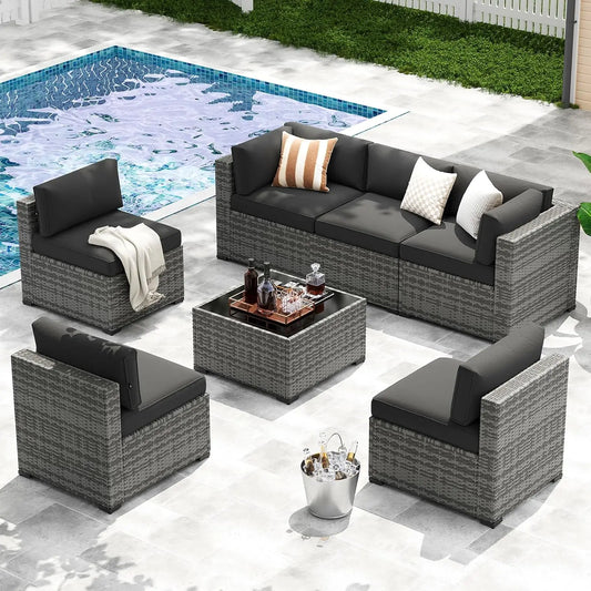 XIAOLANG Outdoor Patio Furniture Set Wicker Cushions Modern Design