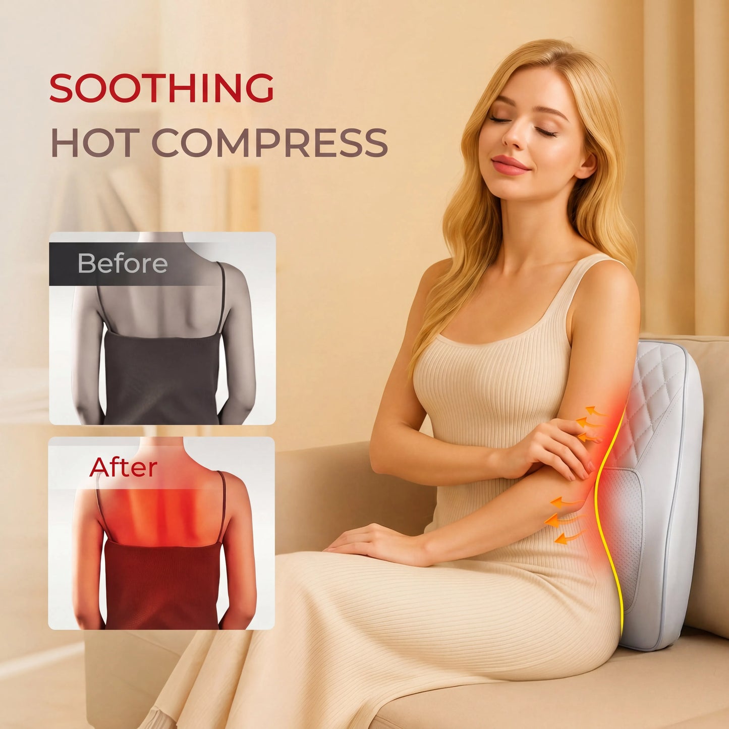 HIMOUTA Back Massager Pillow With Heat 3D Kneading For Neck And Shoulders