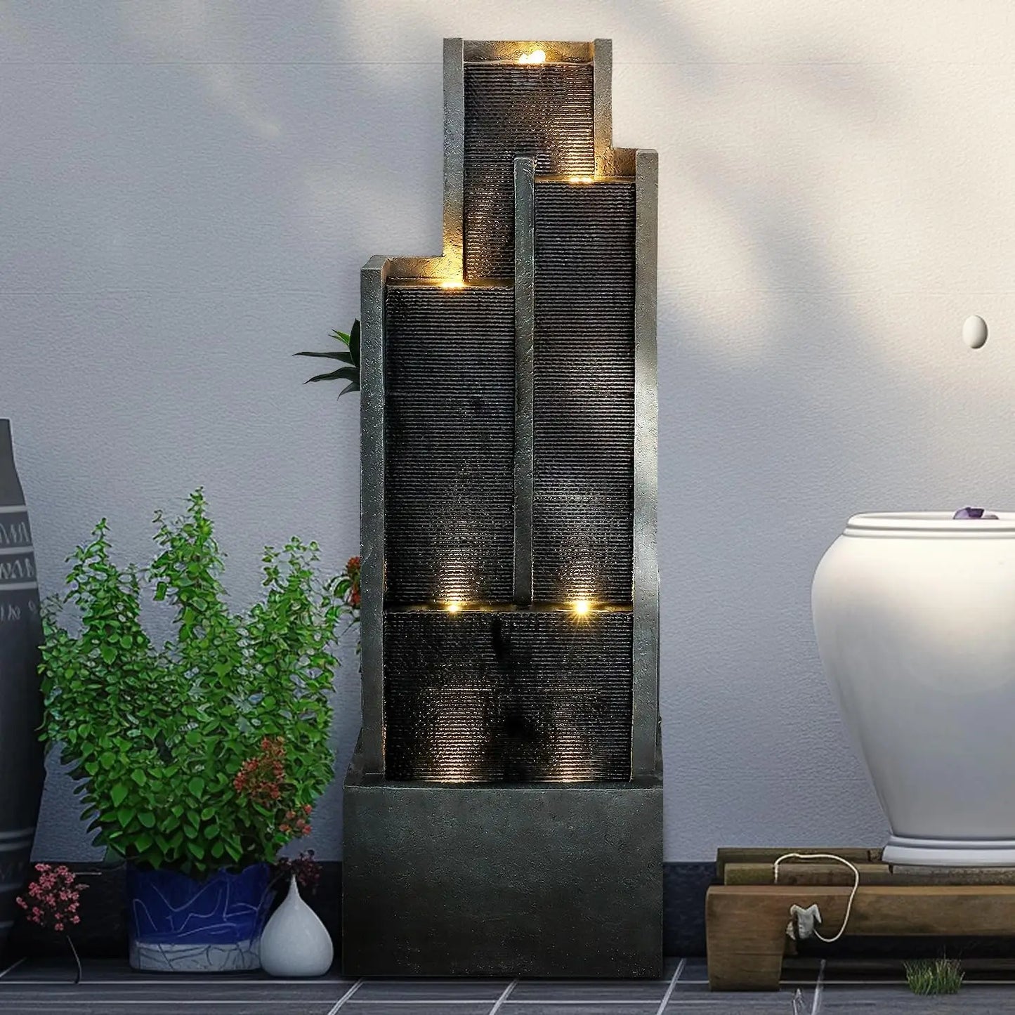 5 Tier Indoor Outdoor Garden Fountain Modern Floor Standing