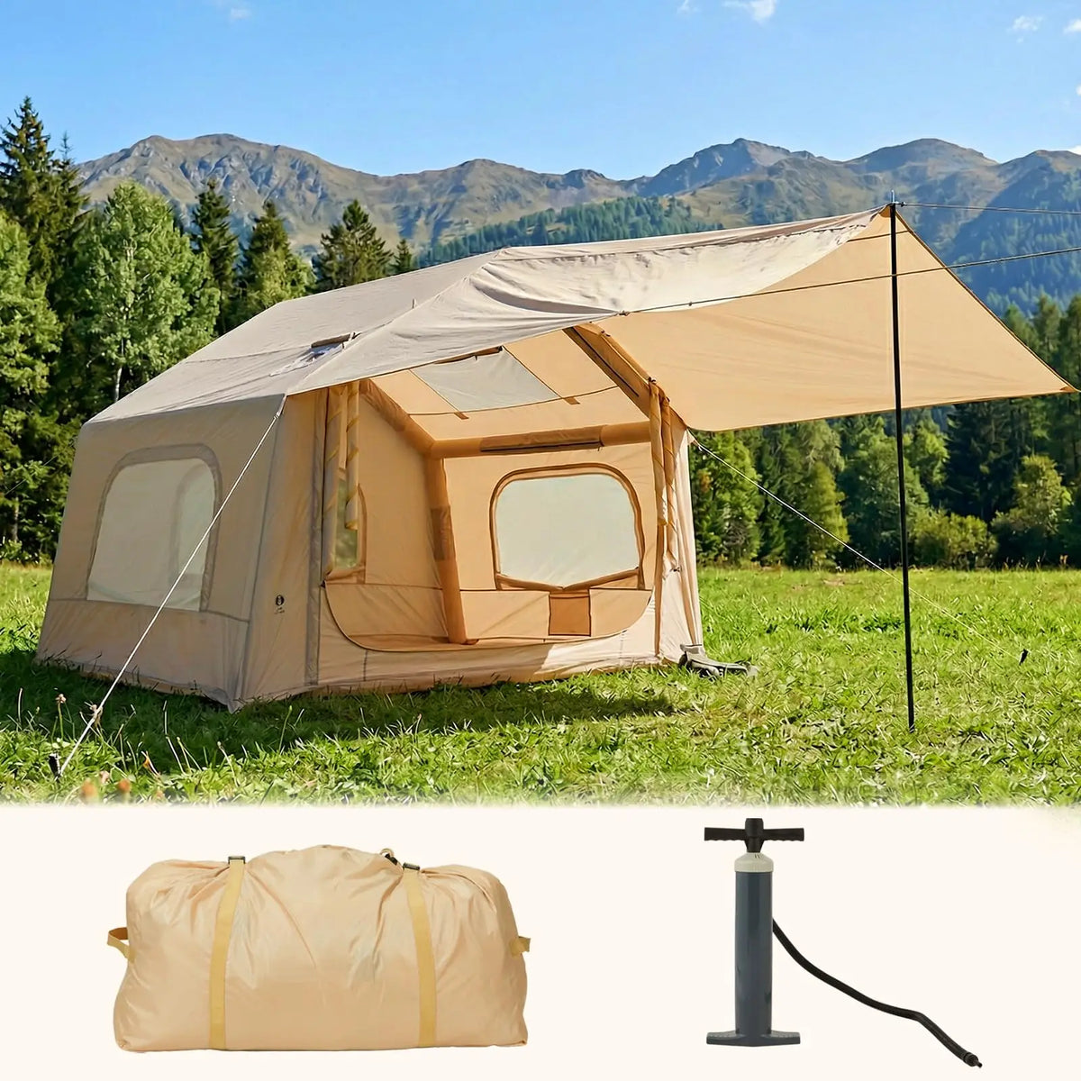Six Person Inflatable Camping Tent With Skylight And Quick Setup