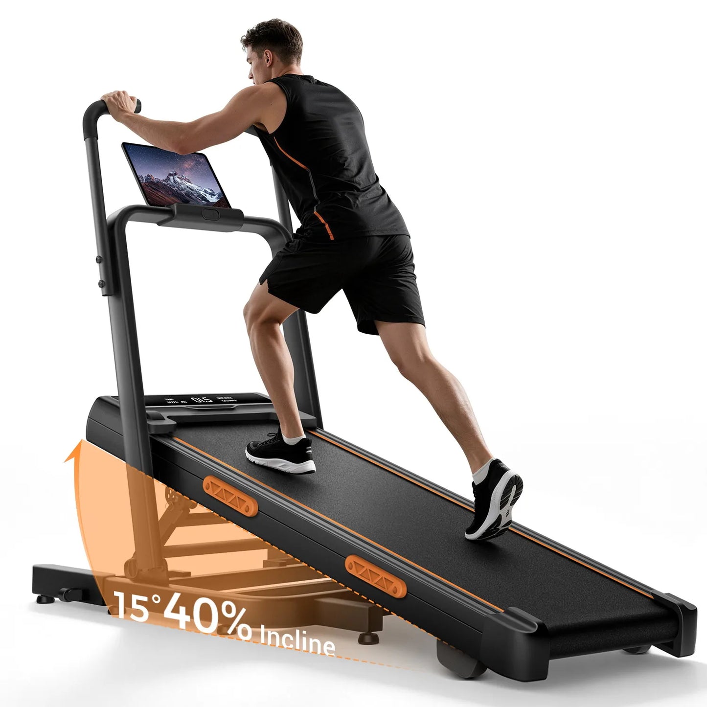 UMAY Folding Treadmill for Home 15% Incline Electric Running Machine 3.0HP Powerful Motor Adjustable Speed Walking Pad LED Display Shock Absorption Fitness Equipment