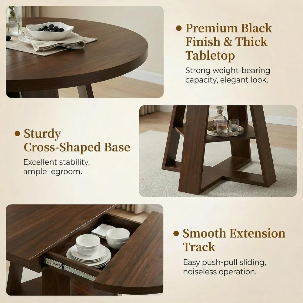 MOYU Oval Extendable Dining Table Set With Velvet Tufted Chairs
