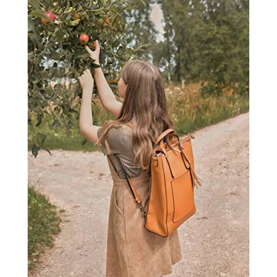 Tote Bag Convertible Backpack for Women Vegan Leather Handbag Multifuction Shoulder Bag