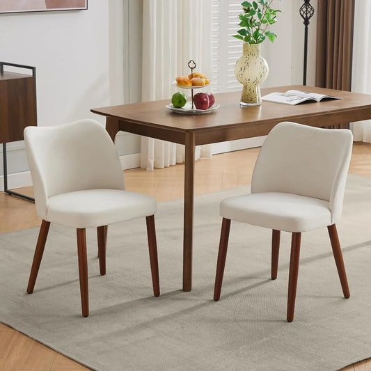 HobbyLane Mid Century Dining Chairs Linen Upholstered Set of 2