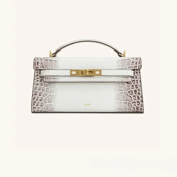 JW PEI Noor Women's Crocodile Pattern Leather Handbag Mini Top Handle Purse Structured Crossbody Bag Designer Inspired Fashion Tote