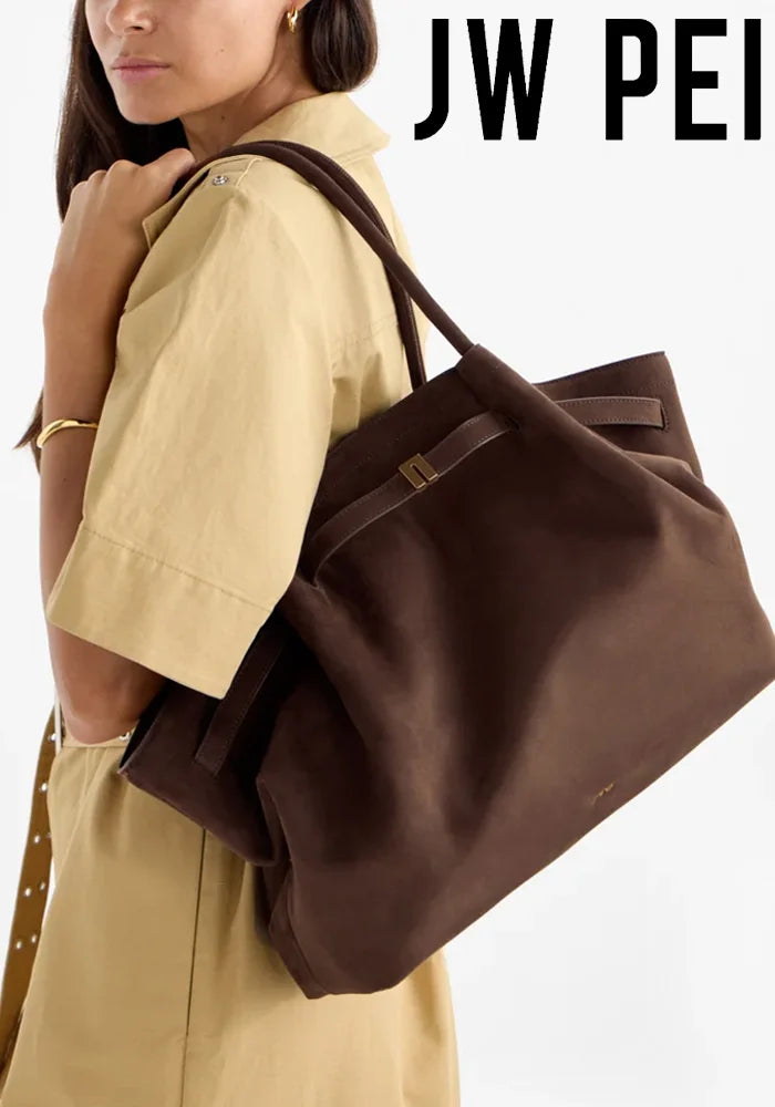 JW PEI Hana Minimalist Pebbled Leather Top-Handle Bag Women Luxury Designer Style Trapeze Tote Bag Elegant Shoulder Crossbody Purse 2026