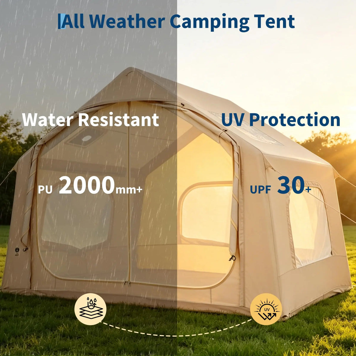 Inflatable Glamping Tent Featuring Skylight Stove Jack For Camping