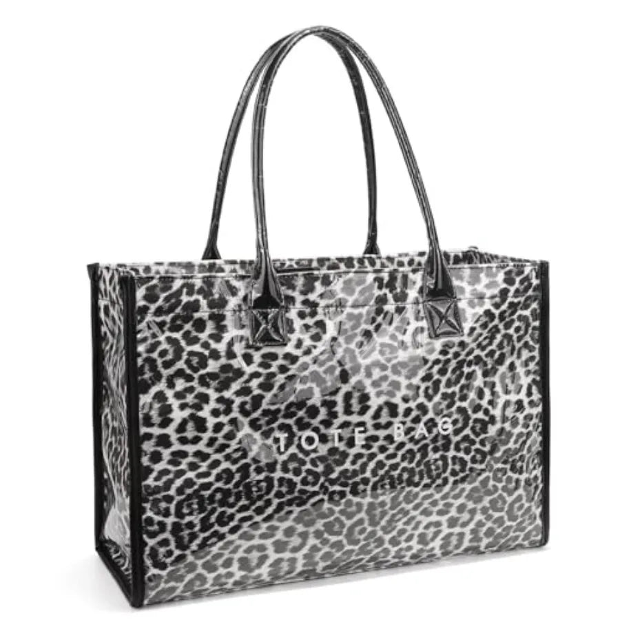 PVC Tote Bag For Women Plastic Purse Kraft Paper Letter Print
