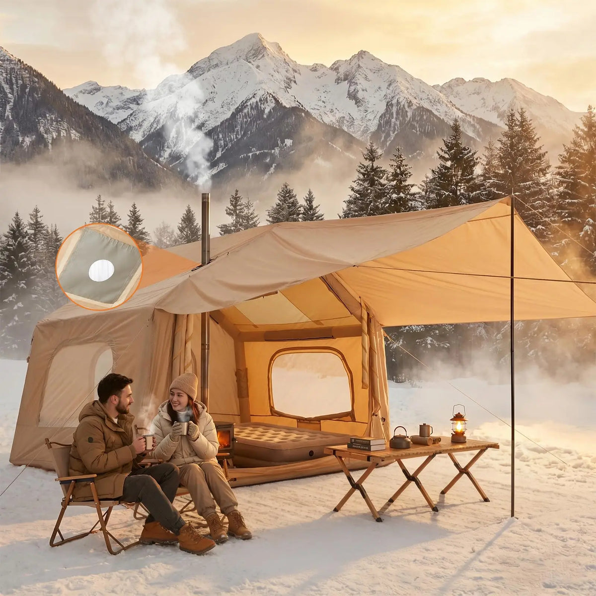 Six Person Inflatable Camping Tent With Skylight And Quick Setup