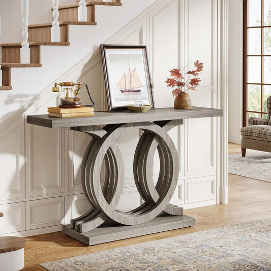 Little Tree Console Table With Geometric Wood Base