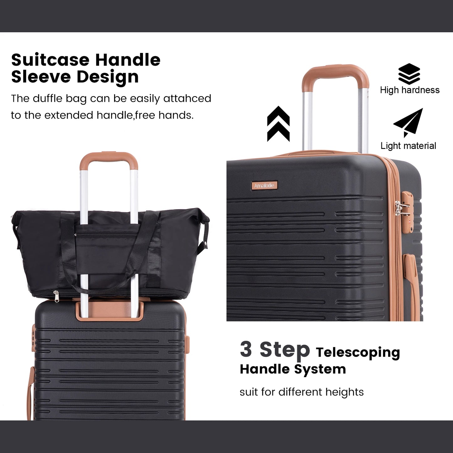 Luggage Sets 6 Piece, Suitcases with Double Spinner Wheels and TSA Lock, Hardcase 6 Set 16/20/24/28 Luggage with Travel Duffle Bag