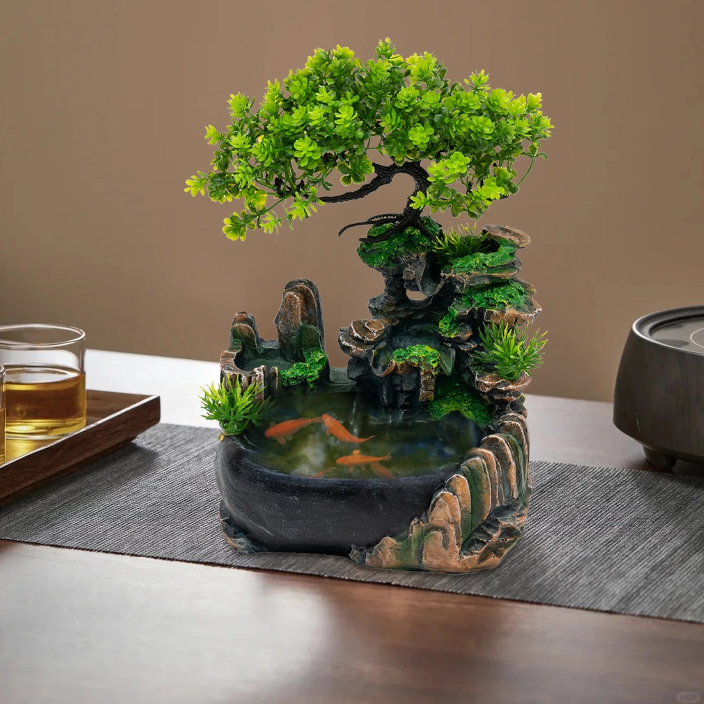 Indoor Tabletop Fountain With LED Lights And Atomizer