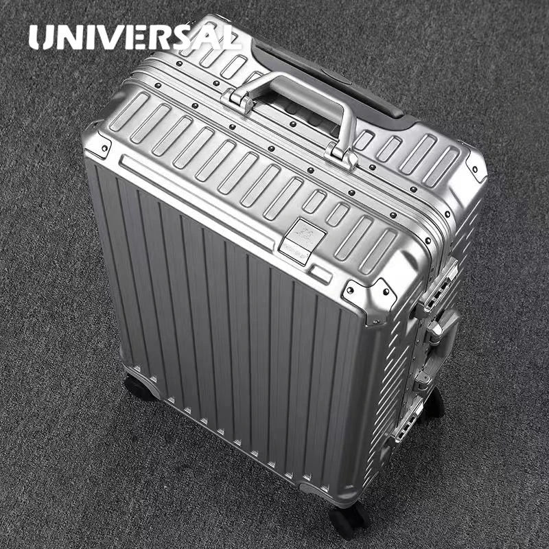New ultra sturdy aluminum frame luggage,2-Pieces set 20 22 24 26 28 inch carry on luggage suitcase set  high aesthetic board case, universal wheel business travel box set, optional 20-28 inch