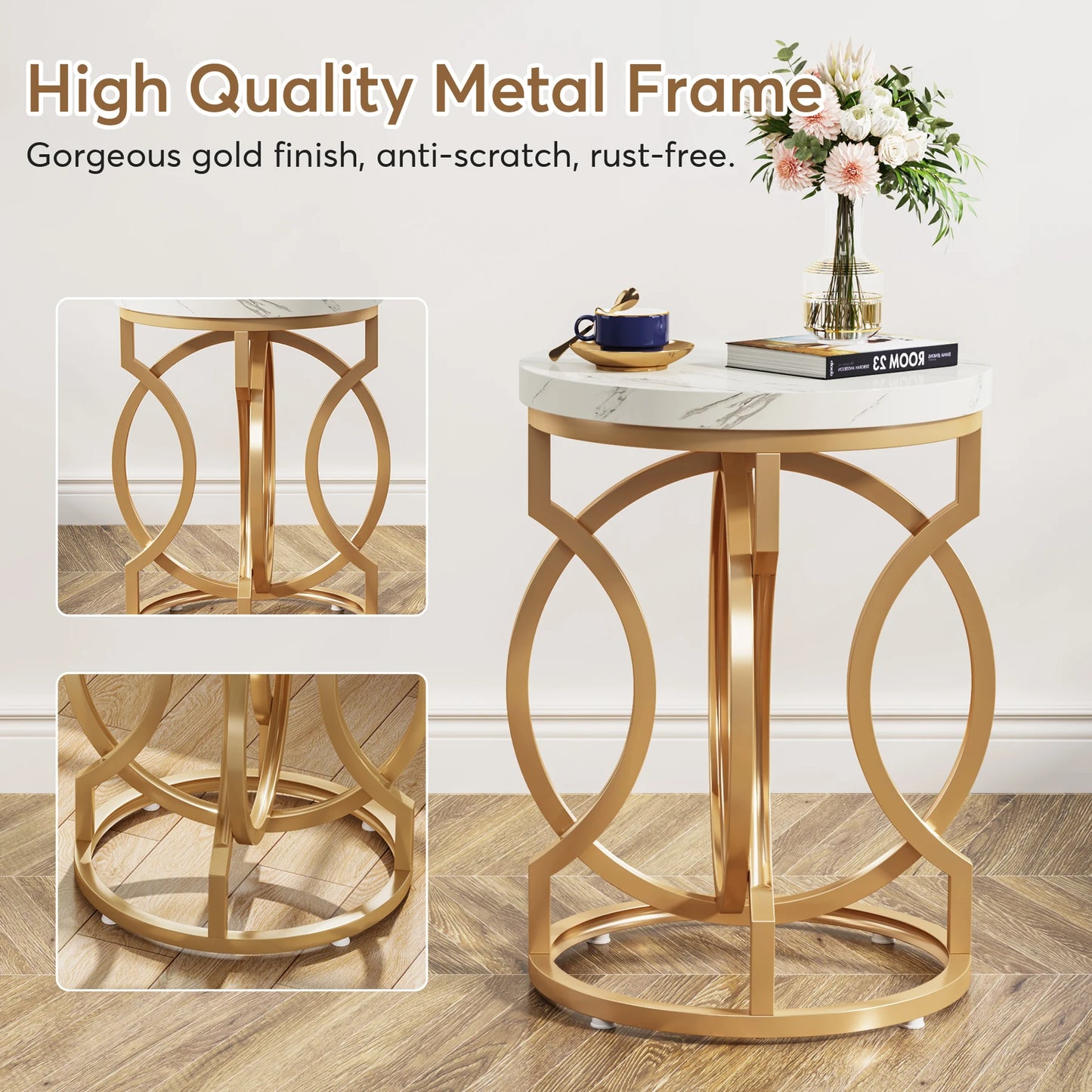 Tribesigns Modern Round End Table With Thick O Shaped Base