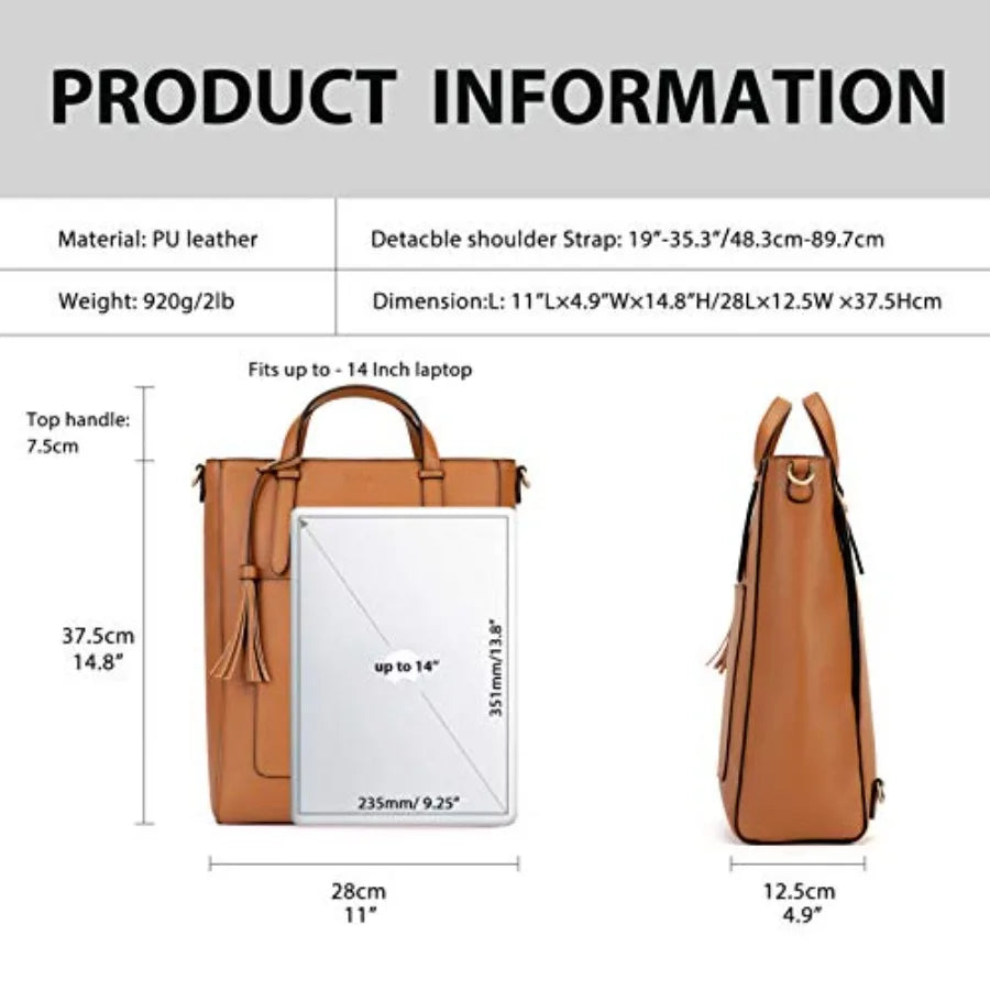 Tote Bag Convertible Backpack for Women Vegan Leather Handbag Multifuction Shoulder Bag